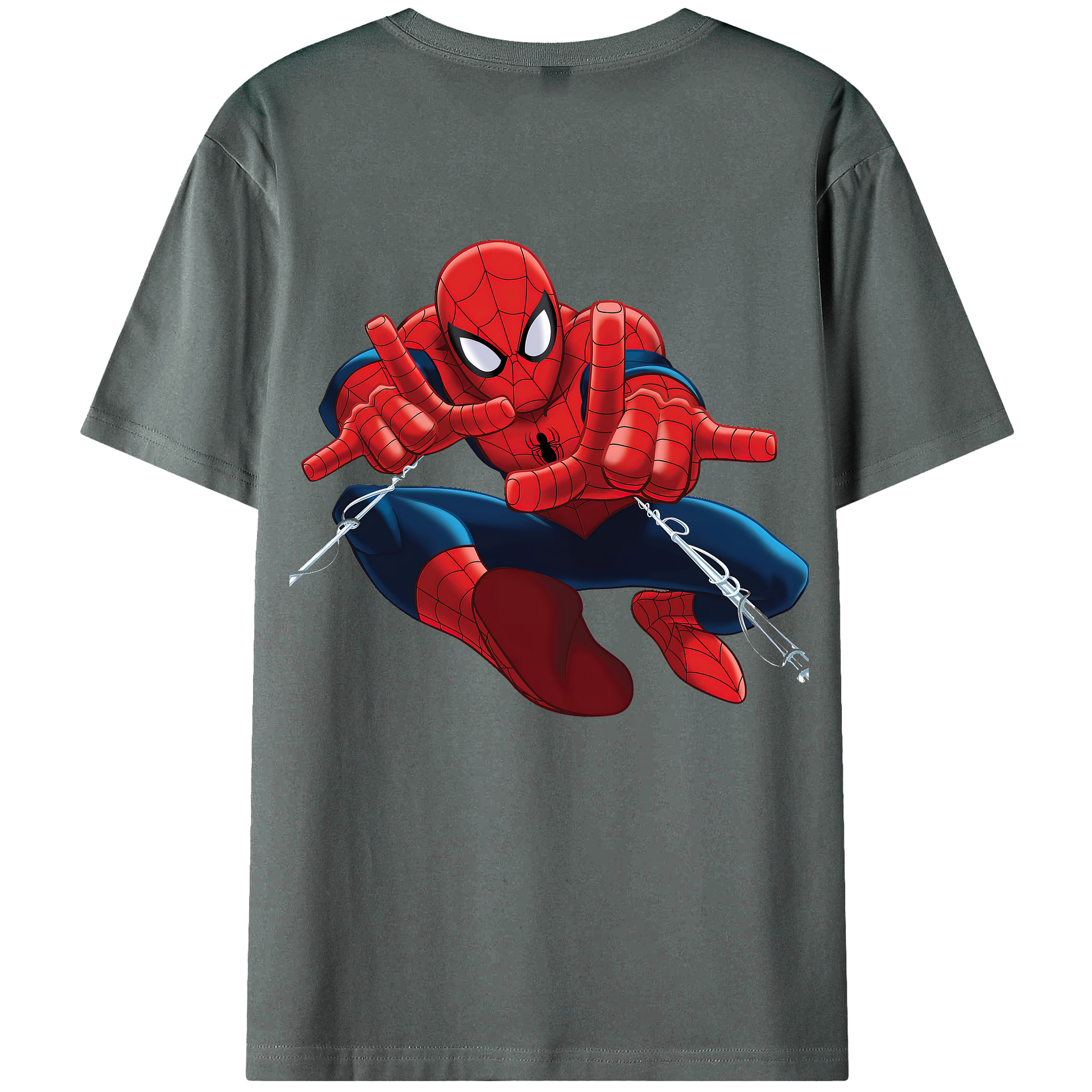 （画像用） Spider Man スパイダーマン 綿100％ メンズ半袖Tシャツ（バックプリント） 通気性